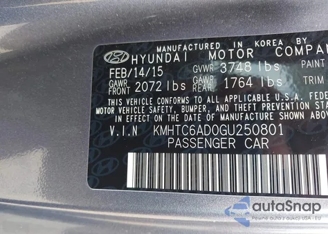 2016 Hyundai Veloster z USA, uszkodzony, nr VIN KMHTC6AD0GU250801